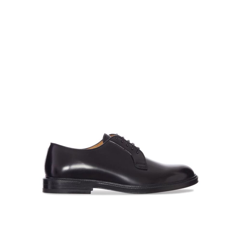 Henderson Men Sergent Lace-Up Shoes In Black Leather And Leather Sole
